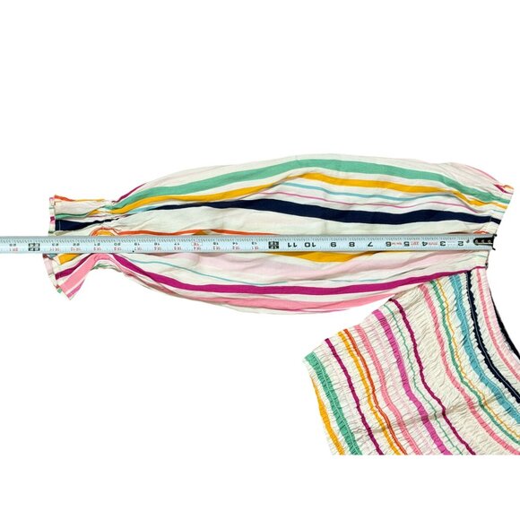 Eloquii Elements Womens Striped Smocked Puff Sleeve Top Sz XL Boho Peasant Beach - Picture 11 of 13